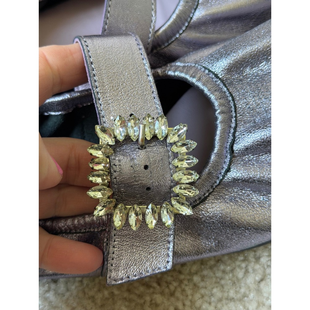 Free People Ballet Flats Ursa Gemini Mary Jane Metallic Lavender Purple 10 - Picture 10 of 11